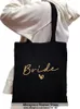 bride Team Large-capacity Women Shop Canvas Tote Bag Girl Female Lady Wedding Party Reusable Eco Shoulder Handbags,Drop Ship M0ts#