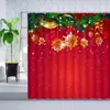 Duschvorhänge Weihnachten roter Vorhang Weihnachtsmann Ball Urlaub Party dekorative Wandtuch Badezimmer Badewanne Polyester