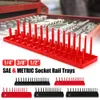 3 -dak Socket Organizer Trade Rack Holder Metric SAE 1/4 "3/8" 1/2 "Red Black Plastic Sleeve houder Garage Storage Tool Rack organiseren