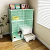 Cat Carriers Iron Mesh Cage House Indoor Villa Simple Pet Supplie Breathable Fence With Toilet Litter Box Integrated