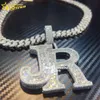 Colgante de letra personalizado de moissanita para cadena de eslabones cubanos, rapero de Hip Hop con inicial de diamante Sier Baguette de alta calidad