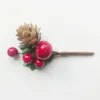 Decorative Flowers 10pcs Artificial Berry Picks Christmas Pine With Red White Berries Cone For DIY Crafts Gift Wrapping Flower