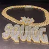 Collana ghiacciata di gioielli di fascia alta su misura per rapper hiphop, pendente iniziale con lettera in moissanite