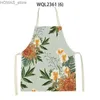 エプロンUpetStory Plumeria Flower Print Kitchen Chef Apron 3D Floral Women Adgationable Waist Epron for Bbq Baking Cooking Delantales Y240401Oz1W