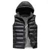 Gilets pour hommes hommes à capuche chauffé sans manches hiver chauffage intelligent chaud extérieur gilet décontracté fermeture éclair haute qualité hommes gilet