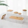 Pinsel Badezimmerzubehör Kosmetische Organisator Schmuck Schachtel Baumwoll Tupfer Baumwollkugel Make -up Pinselhalter Bambusabdeckung Plastikbox