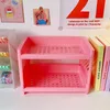 2024 Dubbele vouw opslagplek eenvoudige desktop opslagplan roze bureau accessoires Organisator Office School Supplies voor dubbele vouwopslag