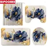 Shower Curtains Beautiful Luxury Flower Abstract Art Curtain Bathroom Toilet Cover Non-Slip Carpet Bath Rugs Mats Set Home Decor