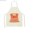 Förkläden Cartoon Printed Pig Kitchen Apron Antifouling Apron Womens Home Room Cleaning Apron Home Kitchenware Decorative Accessories Y240401