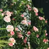 Flores decorativas 128cm artificial rosa videira guirlanda vintage falso camélia parede pendurado para casamento arco festa decoração do jardim