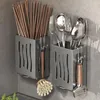 Kitchen Storage Plastic Drain Chopsticks Basket Black Anti-mold Cutlery Holder With Drip Tray Efficient Drainage Cage