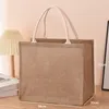 borsa di lino Sacchi di cotone dipinti a mano Sacchi imitati portatili di iuta Borse di lino Borse da negozio Borse laminate u3dD #