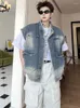 Men's Vests LUZHEN Stylish Personality Wornout Burr Design Denim Waistcoat 2024 Fashion High Street Vintage Sleeveless Jacket LZ2255