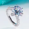 Clusterringe FENTTECI Blume 5 Moissanit Ring S925 Sterling Silber plattiert Feinschmuck für Frauen Hochzeit Vorschlag Verlobungsband