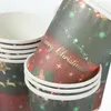 Disposable Cups Straws 32 Pcs Paper Coffee Mugs For Drinking Water Glasses Christmas Drinkware Thicken Office Tissue Banquet