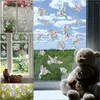 Fensteraufkleber, Sonnenfänger, bunter Aufkleber, Kolibri-Blätter, Blumenschutz, Vogelaufprallwarnung, statisches Glas