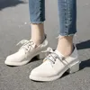 Zapatos deportivos para mujer estilo británico 2024 mocasines informales universitarios de suela gruesa moda para chicas de cuero genuino