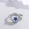 Cluster Rings Creative Round Planet Sapphire Little Star Lover Ring Original Sterling S925 Silver Engagement Bride Gift Party Jewelry