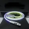 Освещение USB C Micro Cable 6A 120W RGB красочный постепенный вращающийся кабель кабель быстрого зарядного шнура для Samsung Xiaomi Huawei