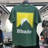 T-shirt da uomo Uomo Donna Vintage Tessuto pesante RHUDE BOX PERSPECTIVE Tee Leggermente allentato Top Multicolor Logo Nice Wash 3658