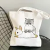 2022 Kawaii Canvs bag Carto Cats Printed Kawaii Bag Harajuku Shop Canvas Shopper Bag girl handbag Tote Shoulder Lady m9bC#