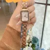 Robe de luxe dame montre Top marque en acier inoxydable bande femmes montres rectangle cadran diamant montres de créateur pour les femmes fête des mères cadeau d'anniversaire de Noël