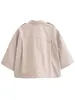 여자 재킷 tfmln 패션 단락 코트 여성 캐주얼 통근 선풍기 탑 세련된 옷깃 포켓 트렌치 2024 봄 여름