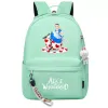 alice In Wderland Kawaii Boys Girls Kids School Book Bags Women Bagpack Teenagers Canvas Laptop Travel Backpack q5q1#