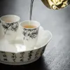 Tasses soucoupes 3 pièces/lot peint à la main bambou chinois eau blanche belle tasse à thé ensemble thé Vintage tasses pour cérémonie tasse à thé