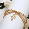 Cavigliere Boho Colore oro Nappa Bracciale a catena Ciondoli cavigliera Serpente/Stella marina/Cuore Gamba sexy alla caviglia sul piede