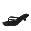 Hausschuhe Comemore Damen Sommerschuhe Slides Damen-Sandalen mit mittlerem Absatz und schmalem Band und Kätzchen-Flip-Flops Elegant