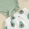 Clothing Sets Baby Girls Summer Outfit Sleeveless Romper Taco/Avocado Print Shorts Headband Set Born 3 Pieces Clothes