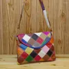 Sac Lomantina marque femmes sacs à bandoulière en cuir véritable Patchwork enveloppe sacs à main grande capacité bandoulière messager en peau de vache cartables