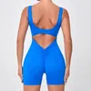 Ensembles actifs Une pièce Yoga ensemble femmes survêtement Gym vêtements d'entraînement creux Scrunch combinaison courte Push Up Sexy singes Fitness Sport salopette