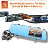 4,3 tum Mirror Dashcam Car DVR Dash Camera Bakvy Dual Lens Auto Accessories Full HD Cycle Recording 1080p480p