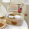 1 ~ 10pcs Hylhexyr Cute Bear Makeup Bag Grande Capacidade Portátil Sacos Cosméticos Zipper Pure Cott Plaid Brushes Case Bolsa Para t7l8 #