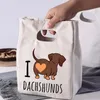 Dachshunds Fresh Cooler Bag Canvas Portable Insulated Thermal Lunch Bags for Women Kids Bento Box Tote Picnic Food Storage Pouch＃