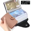 Nouveau 24 Slots Bits Porte-carte Sac Simple Solide Couleur Pocket Case Femmes Hommes Carte d'identité de crédit Organisateur Porte-cartes en cuir Portefeuille 42In #