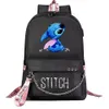 Stitch Kawaii Мальчики Девочки Дети Школьные сумки для книг Женщины USB-цепочка Рюкзак Холст Мужчины Сумка для ноутбука Рюкзак Bookbag T7Ax #