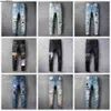Designerskie dżinsy hip-hopowe modne zamek błyskawiczne dżinsy spodnie Retro Torn Fold Fold Szygowanie męskie Motocykl Jazda chłodne Slim Smyt Sky Blue Jean dla kobiet