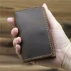ID/creditcardhouder Bifold FRT Pocket Wallet Echt lederen Vintage Cow Leather Unisex Wallet Credit Card Holder Travel M0GP#