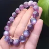 Link pulseiras 12mm natural roxo lepidolite pulseira moda cristal quartzo pedra preciosa jóias reiki cura presente para mulher 1pcs