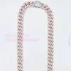 Hip Hop Jewelry Custom 2rows 14mm Prong Cuban Chain Trendy 2 Tone 925 Silver Moissanite Diamond Cuban Necklace