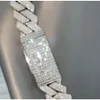 Iced Out Jewelry 925 Sterling Silver Baguette Clasp Hip Hop 20mm Moissanite Cuban Link Chain