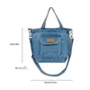 Totes Borsa da donna alla moda Tote Shopper in denim Spallacci regolabili con tasche Chiusura con cerniera Quotidiana e borsa