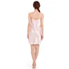 Home Clothing Women's Thin V-neck Sexy Back Color Ding Dress Pajamas Summer Sleeveless Off-the-shoulder Lace Edge Suspenders