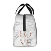 Storage Bags Rose Gold Marble LOVE Resuable Lunch Box Leakproof Modern Abstract Cooler Thermal Food Insulated Bag School Student