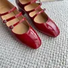 Kleid Schuhe Mode Rot Damen Elegante Mary Jane Med Ferse Casual Outdoor Ballerinas Patent Leder Frauen Pumps Quadratische Zehe weibliche