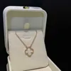 Designer Van Collier de trèfle transparent Crystal Pendant Rose Rose Gold Platinum Collar Collar