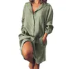 Casual Dresses Shirt Dress For Women Linen Cotton 2024 Spring Summer Vintage Clothing Loose Knee Length